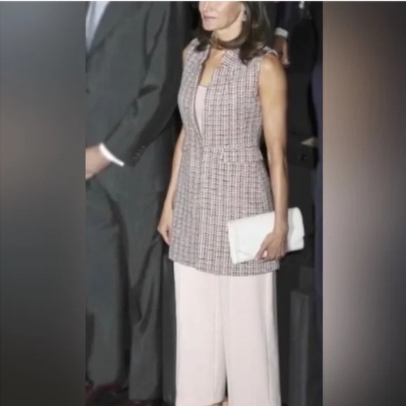 ZARA Tweed Open Vest Long Jacket L - Picture 9 of 9